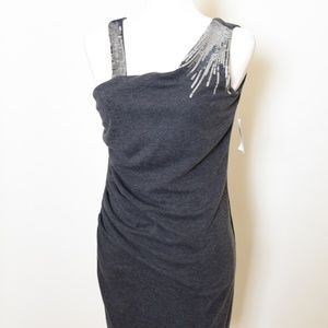 SUGAR & SPICE Dark Gray Silver Sequins Dress jrs L
